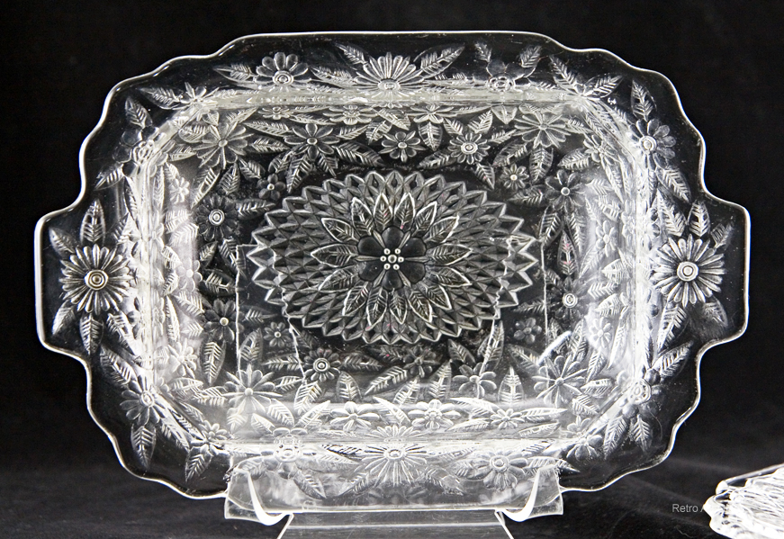 Pineapple and Floral Depression Glass Dining Set Retro Art Glass