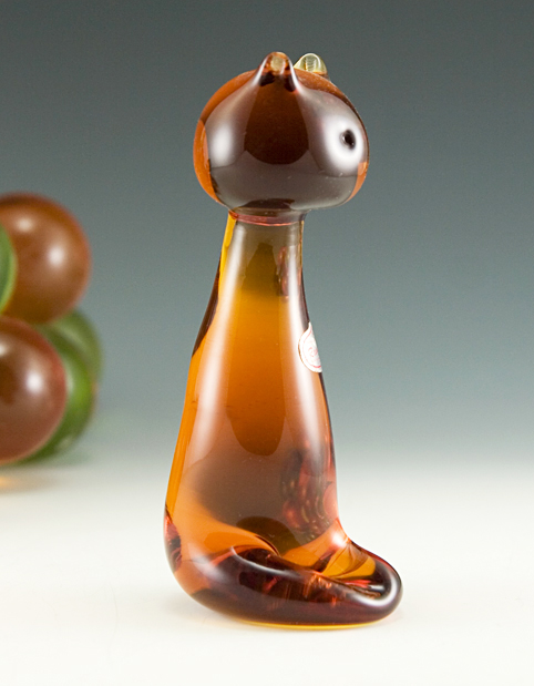 Stylized Art Glass Cat Figurine Mid-Century Mod - Image 3