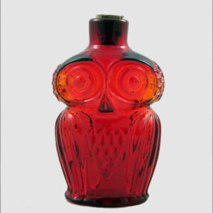 Amberina Art Glass Owl Bottle with Cork