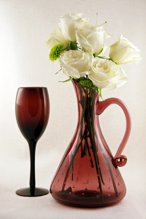 Amethyst Blown Glass Controlled Bubble Pitcher Vase - Image 3