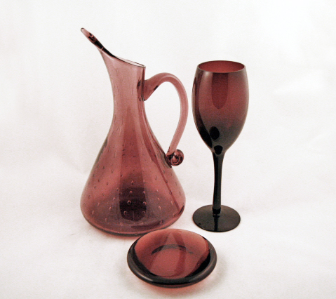 Amethyst Blown Glass Controlled Bubble Pitcher Vase - Image 2