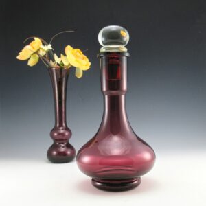 Blown Glass Decanter in Amethyst with Crystal Ball Stopper