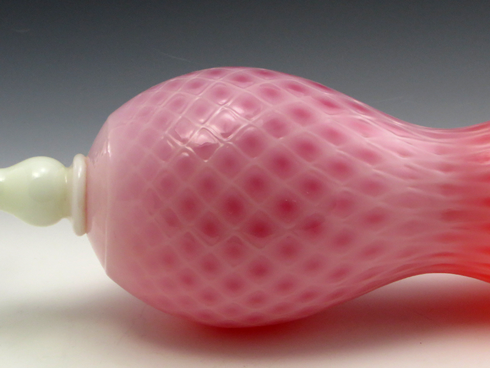 Diamond Quilted Glass Vase Salmon and Alabaster - Image 2