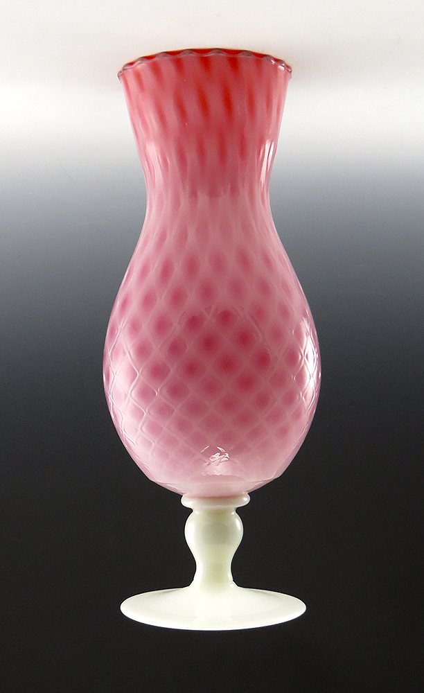 Diamond Quilted Glass Vase Salmon and Alabaster