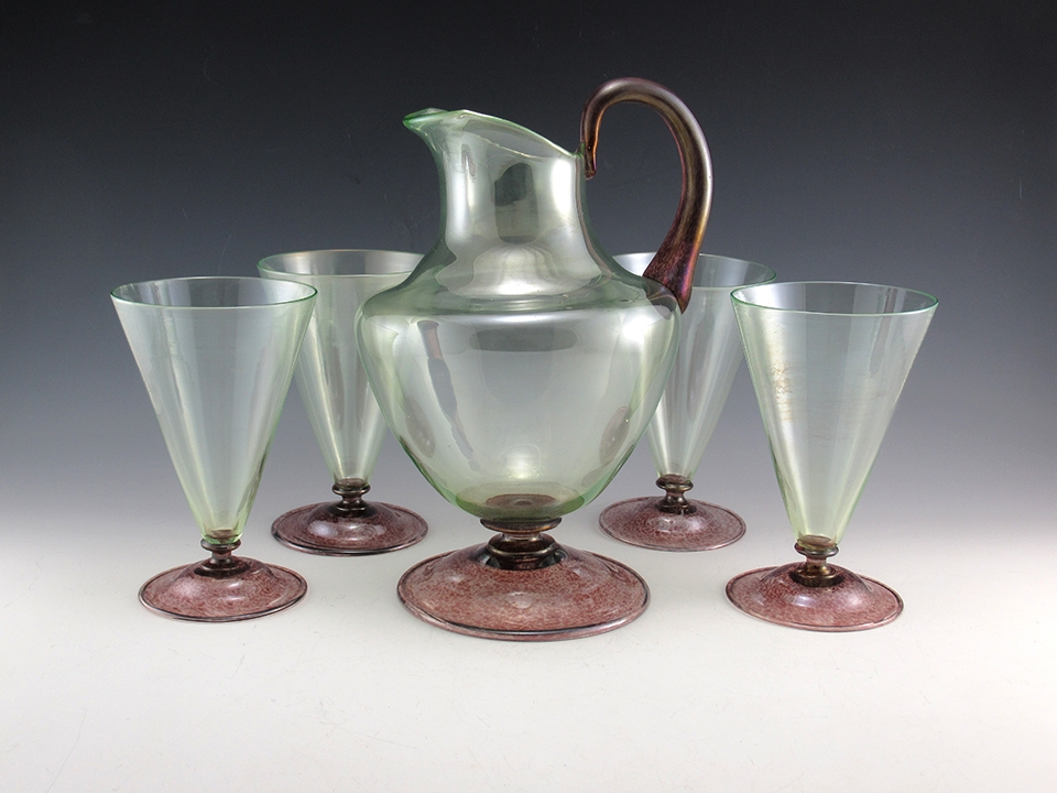 Antique Venetian Blown Glass Beverage Set of Five