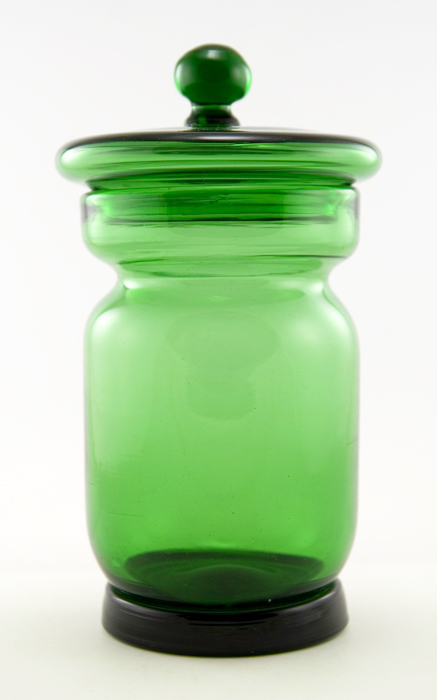 Antique Blown Glass Covered Jar Canister