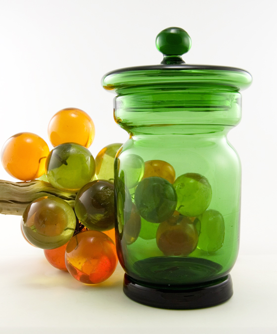 Antique Blown Glass Covered Jar Canister - Image 2