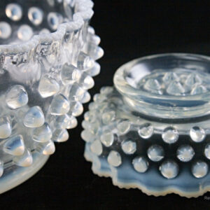 Antique Blue Opaline Glass Hobnail Service Bowls
