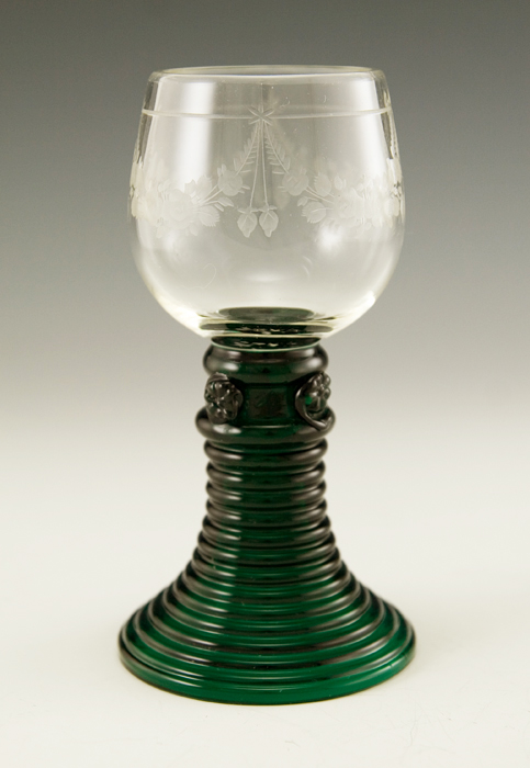 Antique Bohemian Crystal Wedding Roemer With Prunts