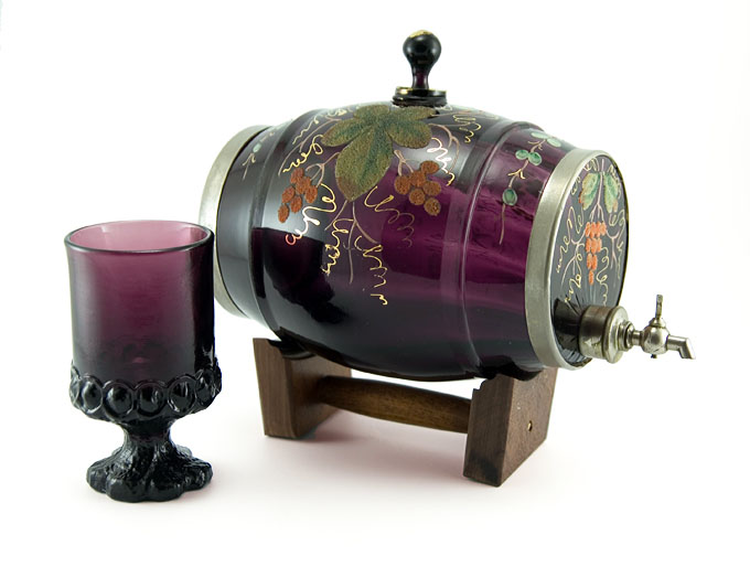 Antique Spirit Barrel in Hand Decorated Amethyst Glass - Image 3