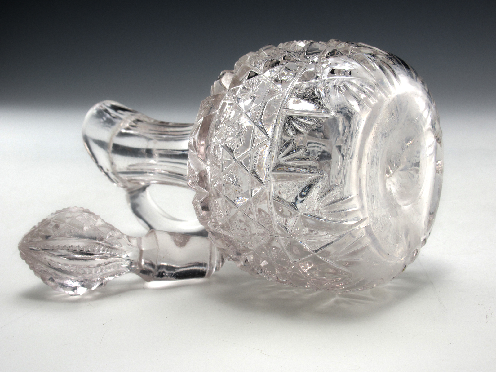 Early American Pressed Glass Cruet Original Stopper - Image 3