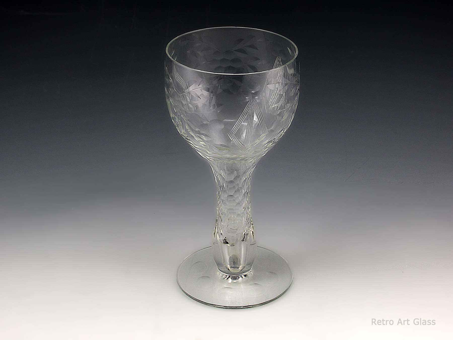 Antique Hollow Stem Heavy Cut Crystal Cocktail Set of 6 Circa 1930's - Image 5