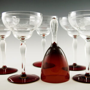 Antique Crystal & Ruby Etched Stemware and Service Bell