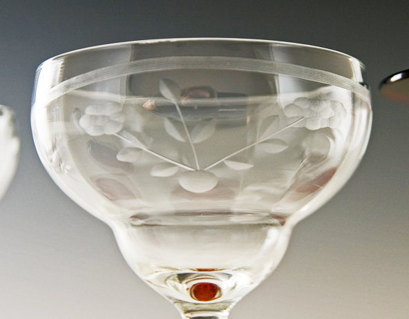 Antique Crystal & Ruby Etched Stemware and Service Bell - Image 2