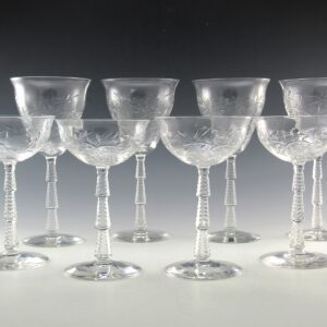 Art Deco Crystal Stemware Set 8 Rock Sharpe Patrician Cutting