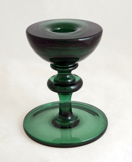 Antique Glass Candle Holder with Cushion Knop Stem
