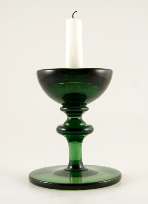 Antique Glass Candle Holder with Cushion Knop Stem - Image 2