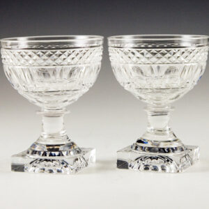 Antique Cut Crystal Goblets With Lemon Squeezer Base