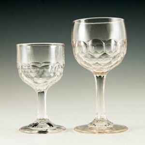 Antique EAPG Glass Honeycomb Goblet Set of Two
