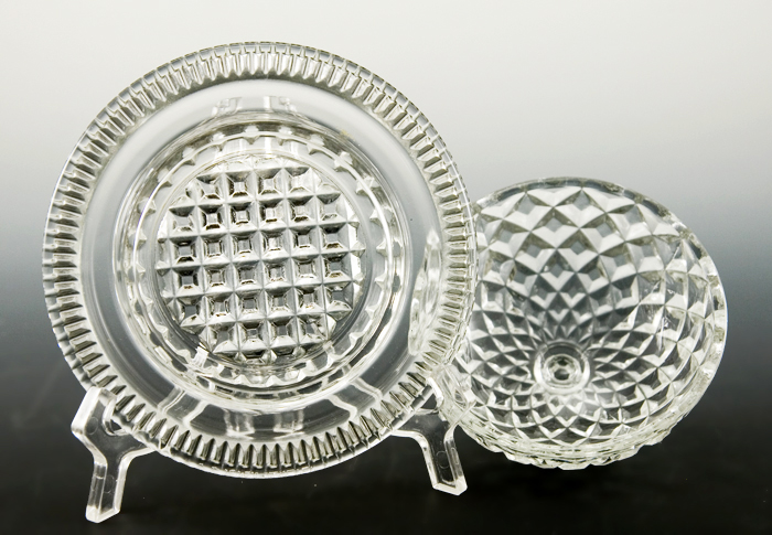 Antique Flint Glass Diamond Block Covered Butter Dish - Image 3
