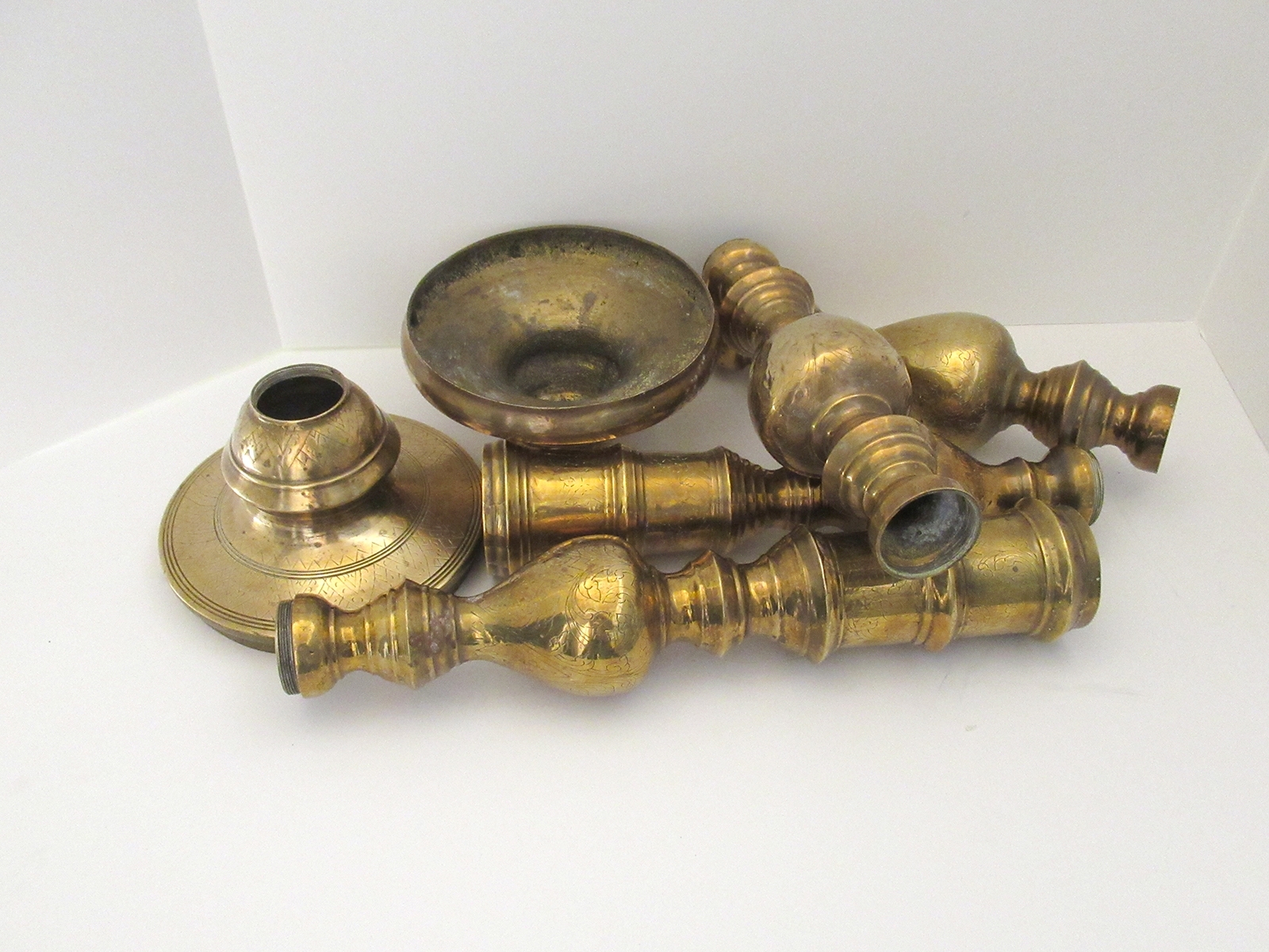 Gigantic Brass Candle Holders Floor Standing Antique - Image 3