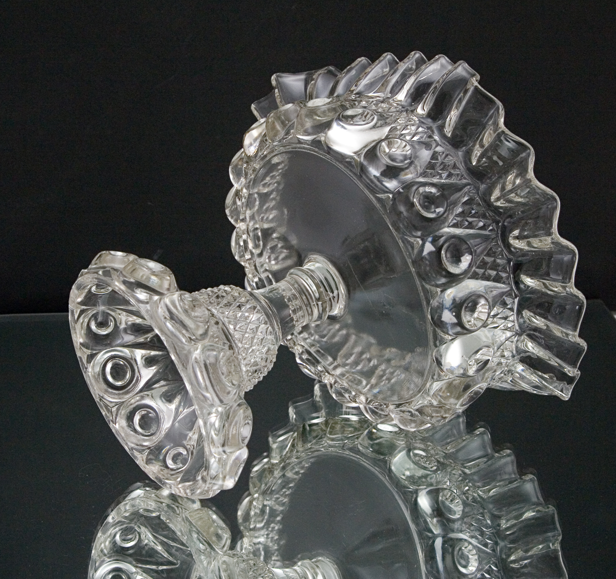 Victorian Decor Glass Reverse Torpedo Large Centerpiece Stemmed Bowl - Image 4