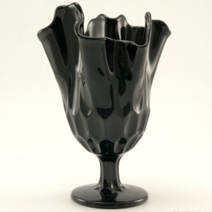 Black Depression Glass Honeycomb Ruffle Vase