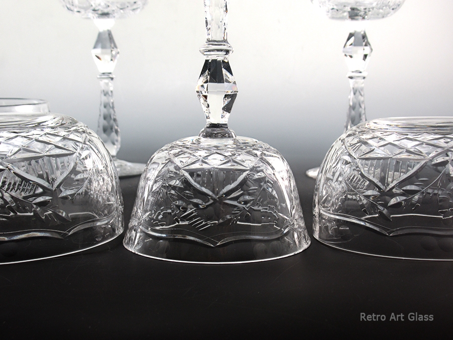 Antique Libbey Rock Sharpe Cut Crystal Set Stemware and Bowls 1008 - Image 7