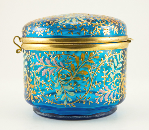 Antique Moser Art Glass Hinged Enamel Box