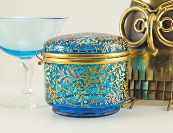 Antique Moser Art Glass Hinged Enamel Box - Image 3