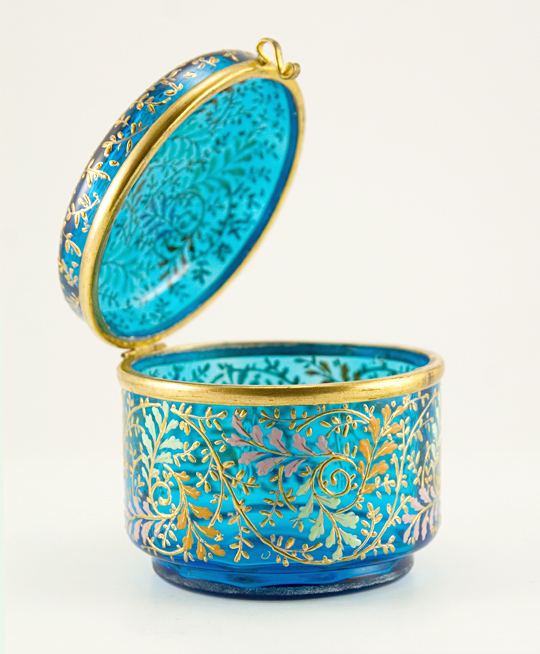 Antique Moser Art Glass Hinged Enamel Box - Image 2
