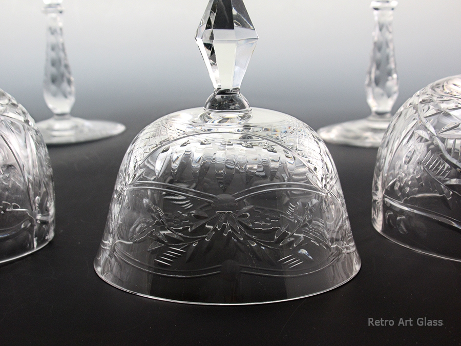 Antique Libbey Rock Sharpe Cut Crystal Set Stemware and Bowls 1008 - Image 6