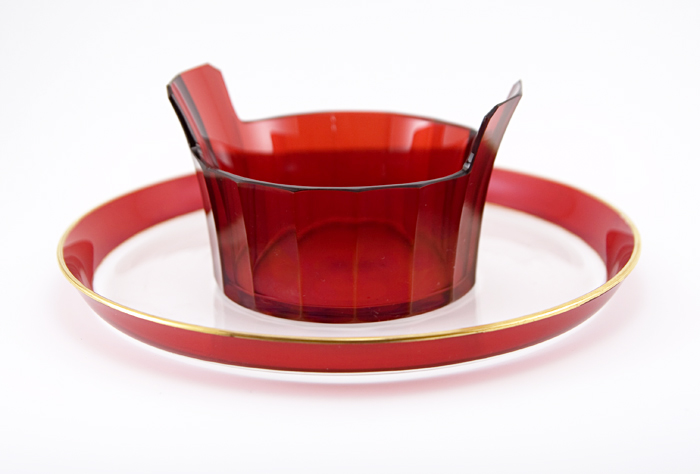 Antique Ruby Glassware Tray and Bowl