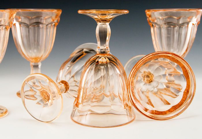 Arlington Pink Glass Wine Goblets by Viking Set of 6 - Image 3