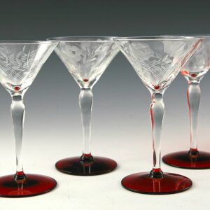 Art Deco Cocktail Stemware Morgantown Fire and Ice Open Rose