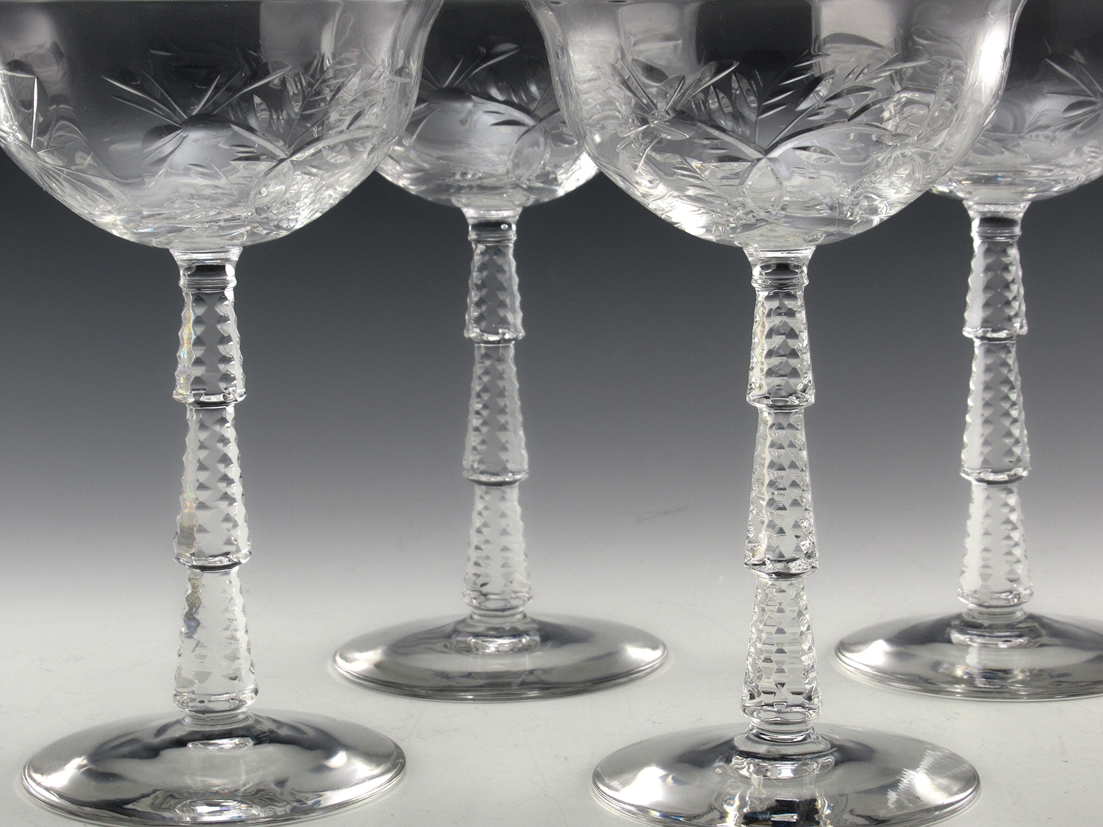 Art Deco Cut Crystal Stemware Set Patrician Rock Sharpe Stem 1022 - Image 4