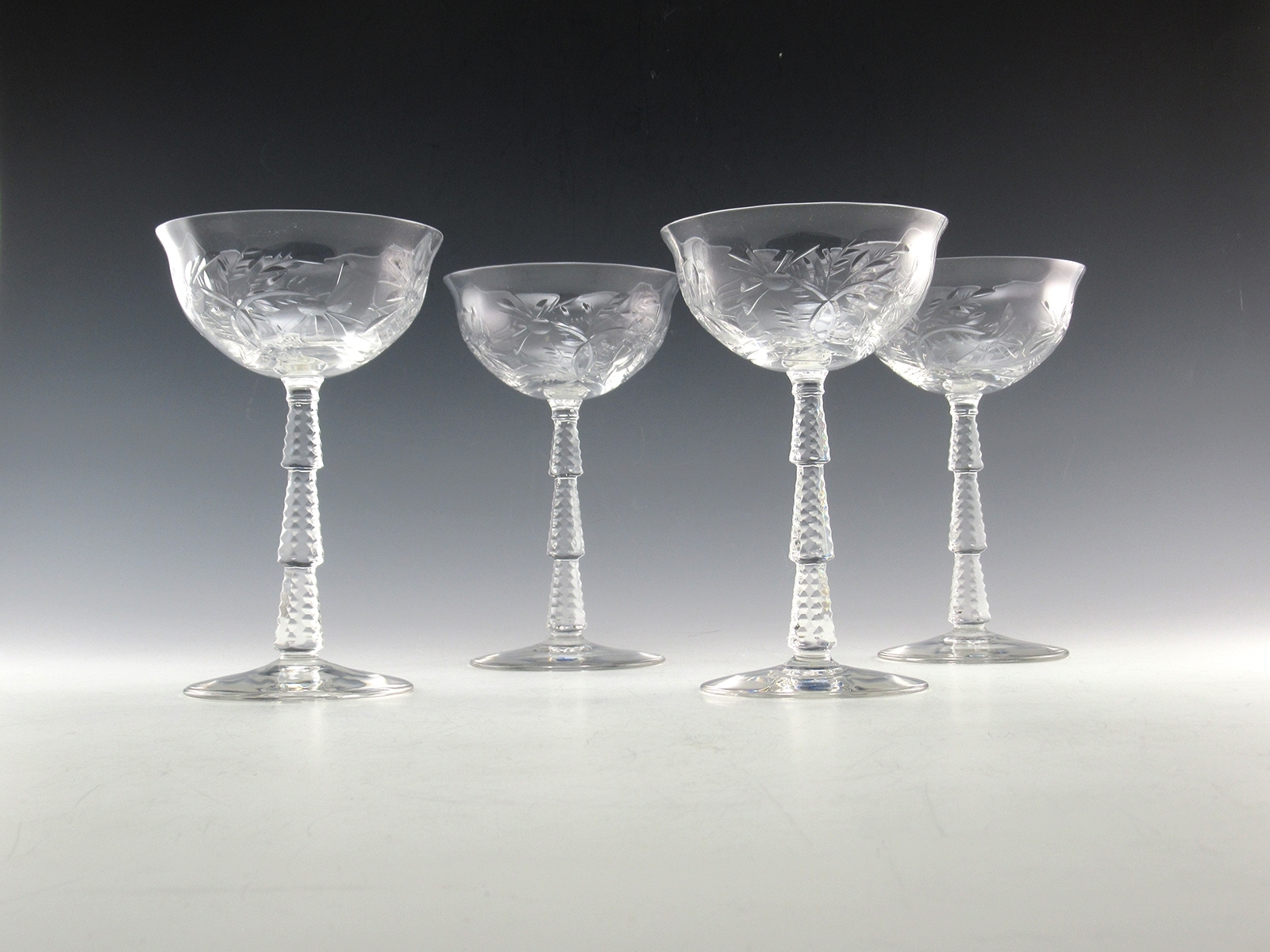 Art Deco Cut Crystal Stemware Set Patrician Rock Sharpe Stem 1022