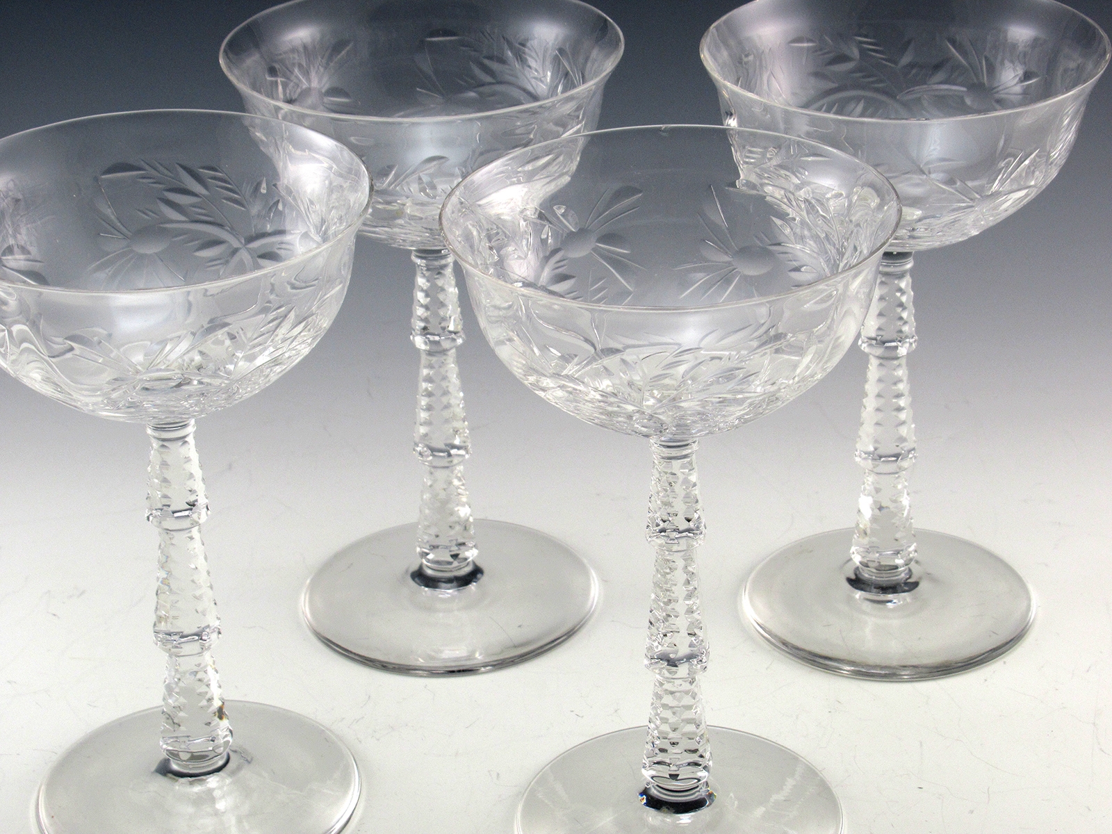 Art Deco Cut Crystal Stemware Set Patrician Rock Sharpe Stem 1022 - Image 2