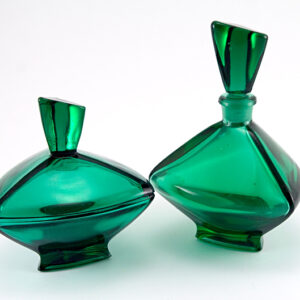 Art Deco Glass Perfume Bottle and Powder Jar
