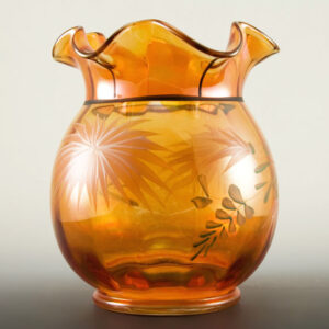 Art Deco Decor Glass Ruffled Ball Vase