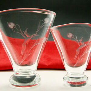 Art Deco Gazelle Crystal Fan Vase Set of Two