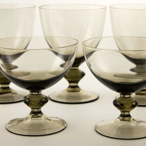 Swedish Modern Smoke Crystal Stemware Set of 24