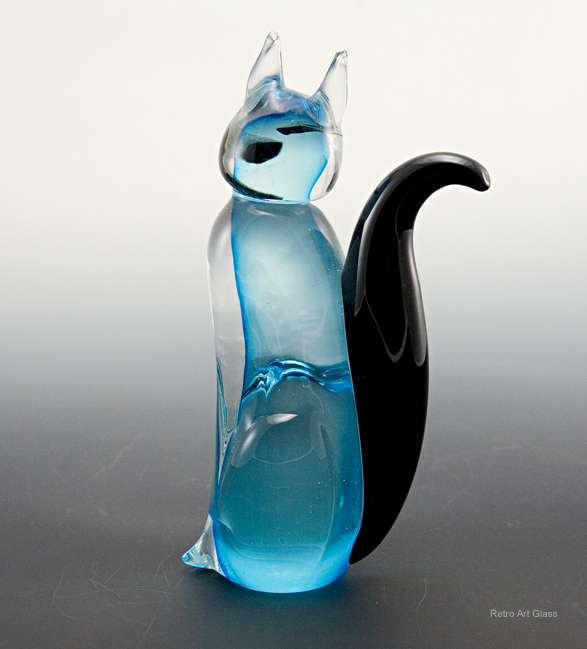 Murano Art Glass Siamese Cat Figurine with Sticker - Image 2