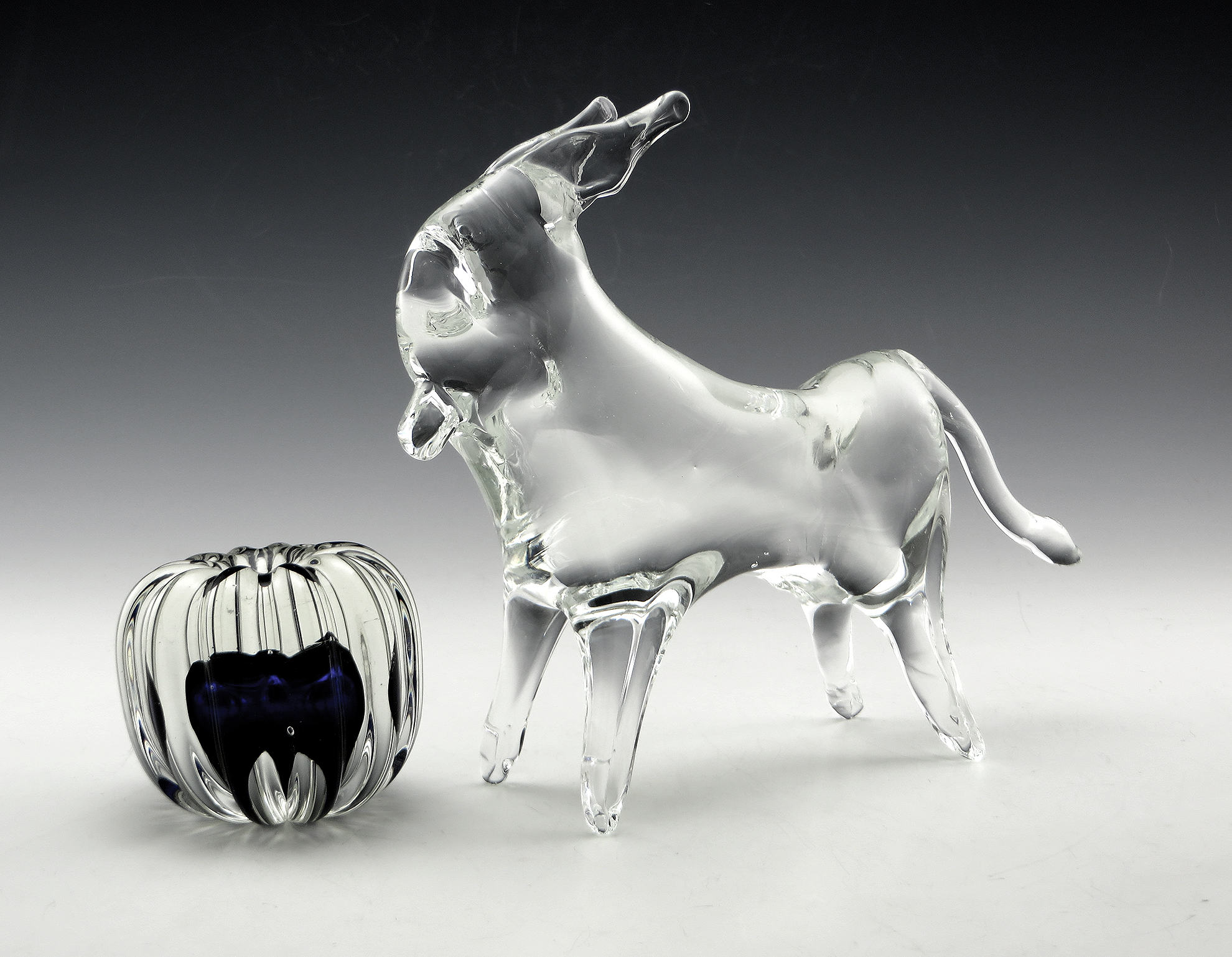 Mid-Century Decor Figurine Crystal Donkey by Pilgrim Art Glass