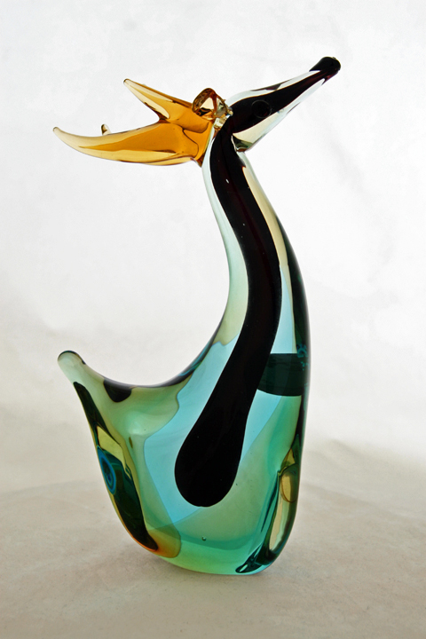Venetian Hand Blown Elk with Sommerso Glass - Image 3