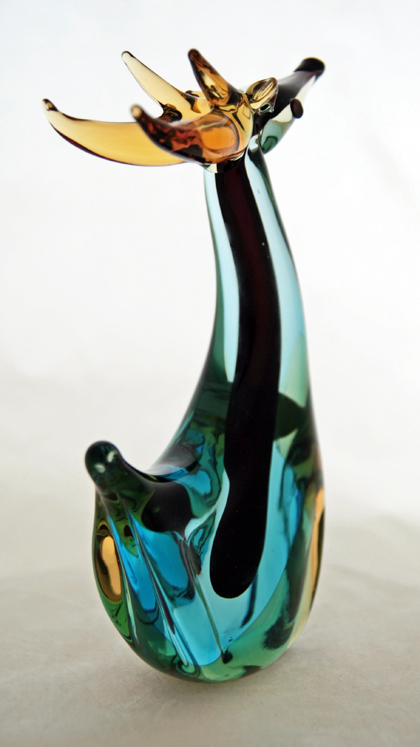 Venetian Hand Blown Elk with Sommerso Glass - Image 2