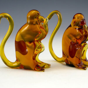 Pilgrim Art Glass Monkey Pair Scarce Mid-Century Figurines