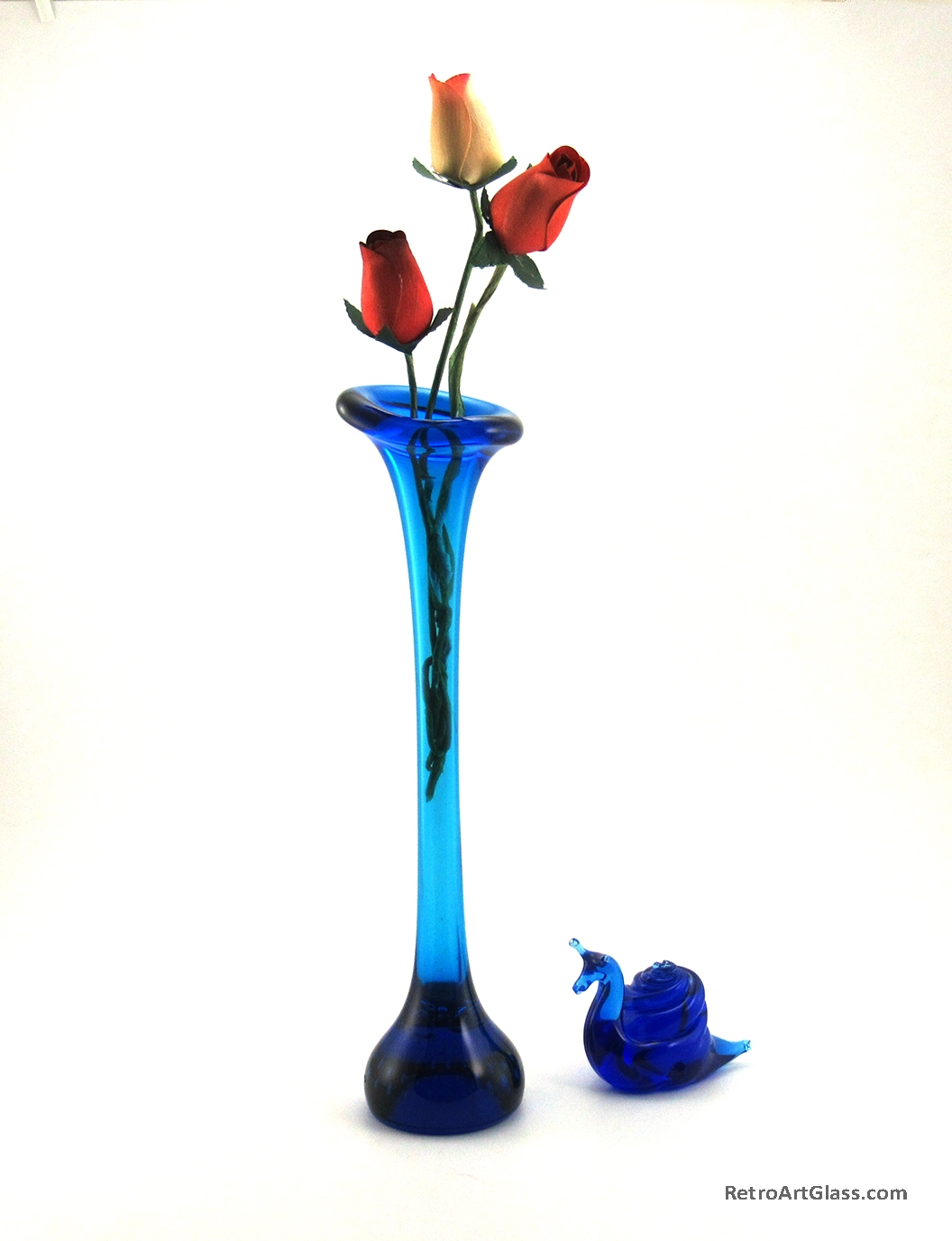 Swedish Modern Retro Glass Bone Vase in Deep Blue - Image 5