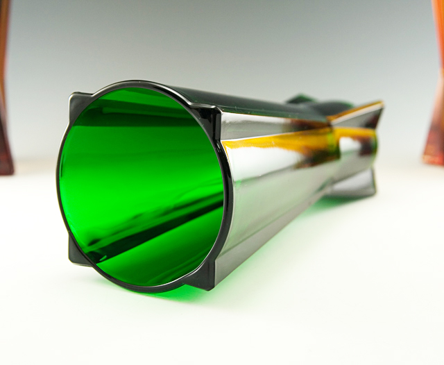 Atomic Rocket Vase in Forest Green Glass - Image 2