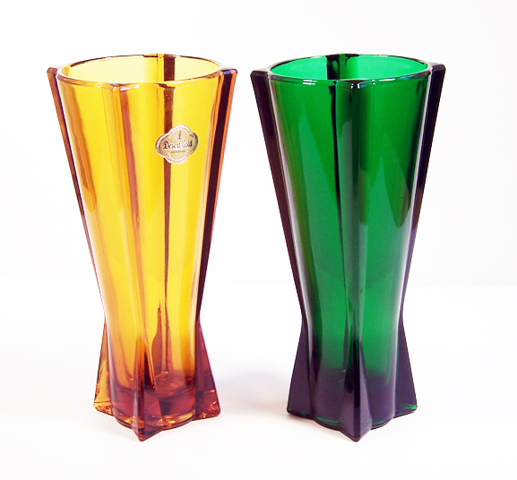 Atomic Rocket Vase in Forest Green Glass